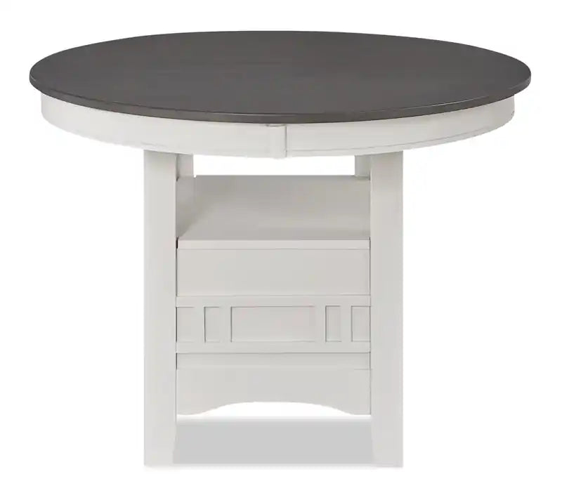 Table à manger ronde avec extension 42-60W – Gris Tourterelle