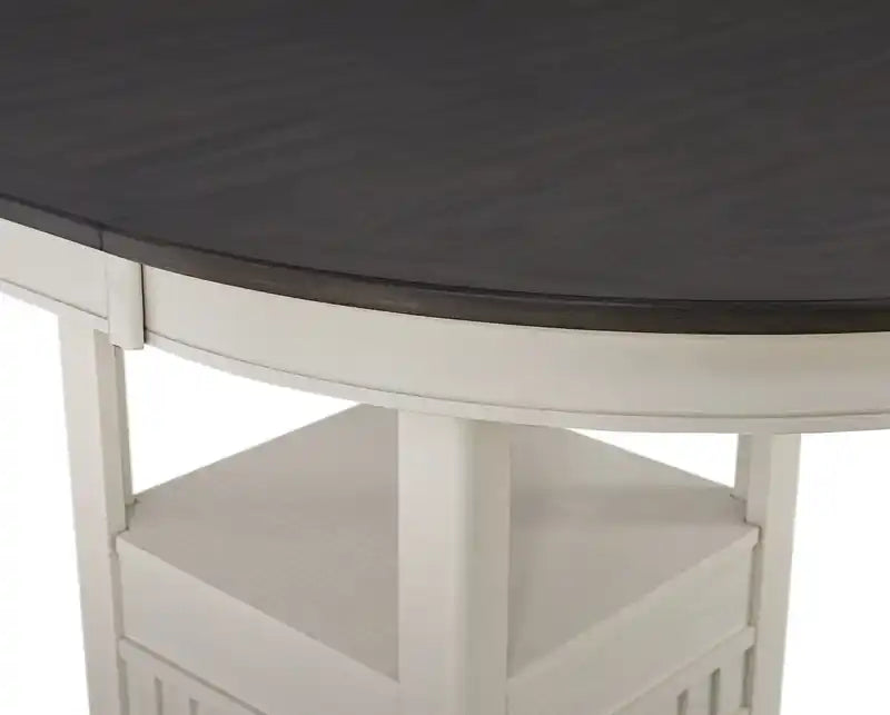 Table à manger ronde avec extension 42-60W – Gris Tourterelle