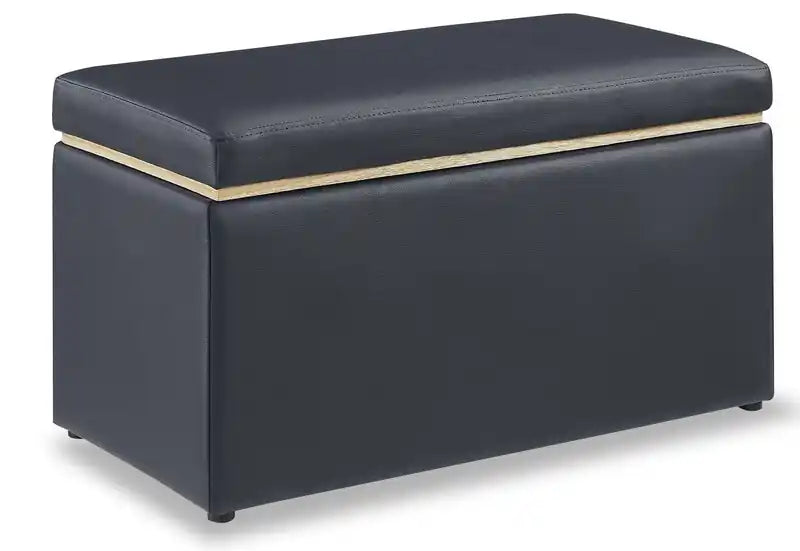 Edmonton 32 Storage Ottoman - Navy Faux Leather