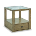 Esme 22 Traditional Glass Top End Table with Storage and Shelf - Light Brown Wood