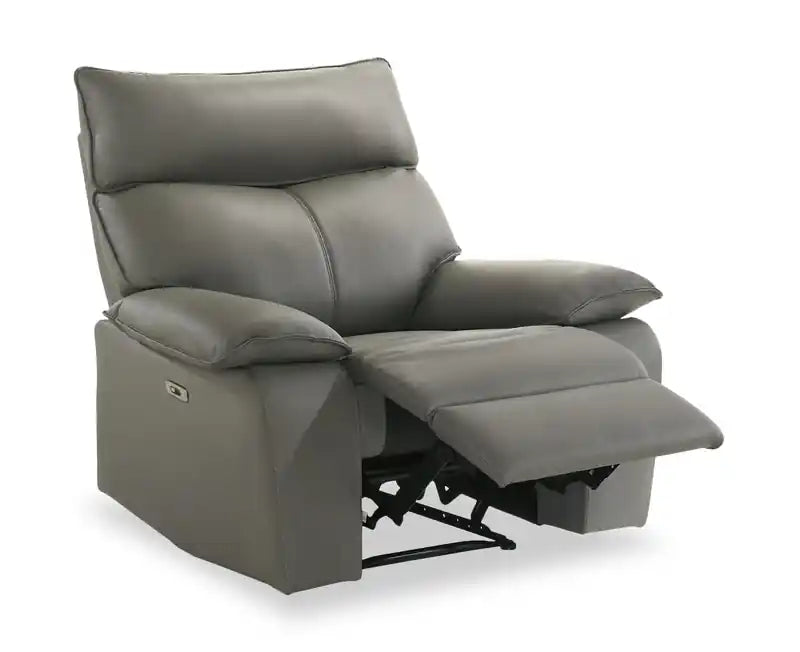 Fauteuil inclinable électrique en cuir véritable 42 - Gris