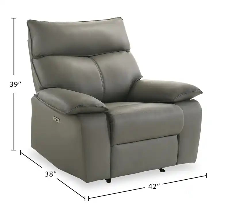 Fauteuil inclinable électrique en cuir véritable 42 - Gris