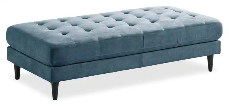 Metro 63 Fabric Ottoman with Tufted Cushion - Denim Blue