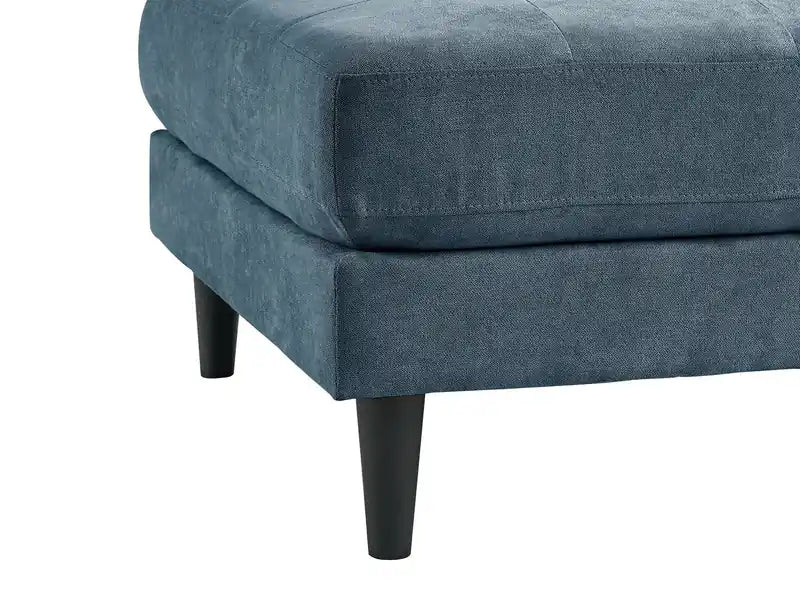 Ottoman en tissu 63 po avec coussin capitonné – Bleu denim