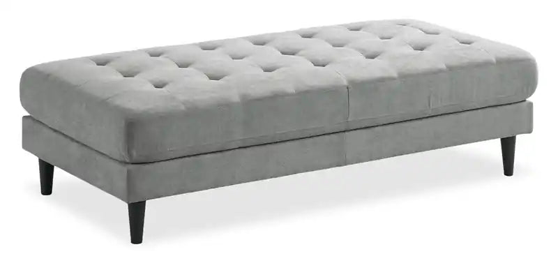 Ottoman en tissu 63 po avec coussin capitonné – Bleu denim