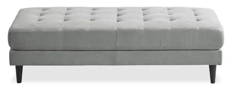 Ottoman en tissu 63 po avec coussin capitonné – Bleu denim
