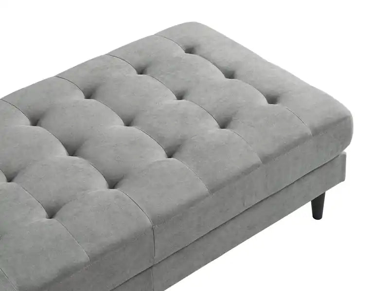 Ottoman en tissu 63 po avec coussin capitonné – Bleu denim