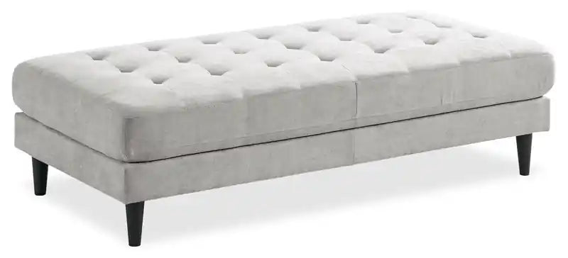 Ottoman en tissu 63 po avec coussin capitonné – Bleu denim