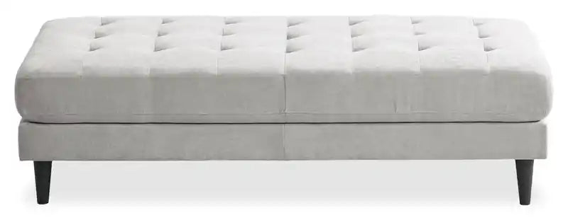 Ottoman en tissu 63 po avec coussin capitonné – Bleu denim
