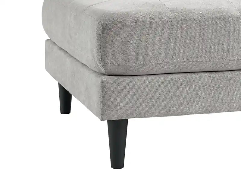 Ottoman en tissu 63 po avec coussin capitonné – Bleu denim