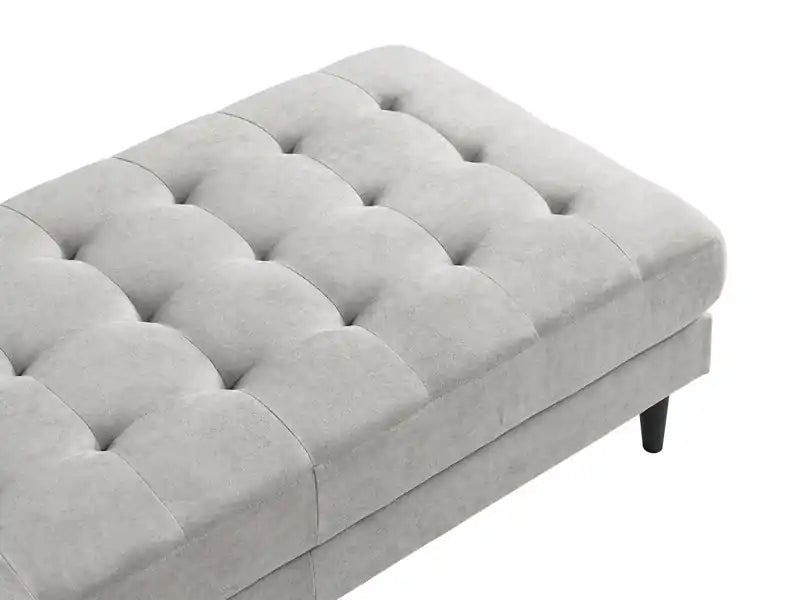 Ottoman en tissu 63 po avec coussin capitonné – Bleu denim