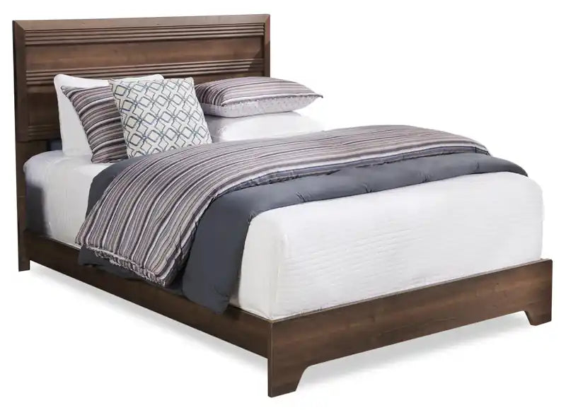 Olivia Panel Bed with Headboard & Frame, Made in Canada, Brown/Grey