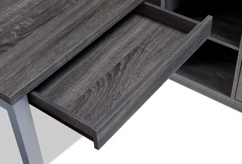 Bureau d'angle réversible 55" avec 4 tiroirs et compartiments de rangement
