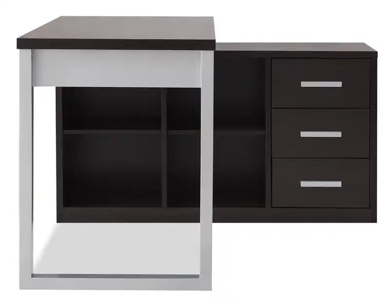 Bureau d'angle réversible 55" avec 4 tiroirs et compartiments de rangement