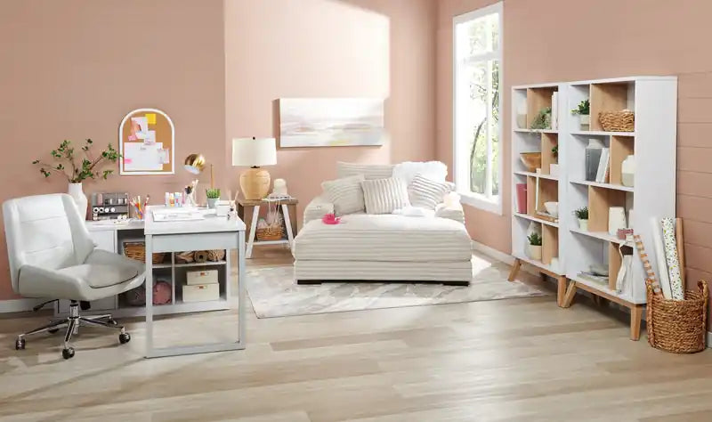 Bureau d'angle réversible 55" avec 4 tiroirs et compartiments de rangement