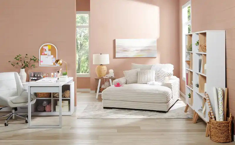 Bureau d'angle réversible 55" avec 4 tiroirs et compartiments de rangement