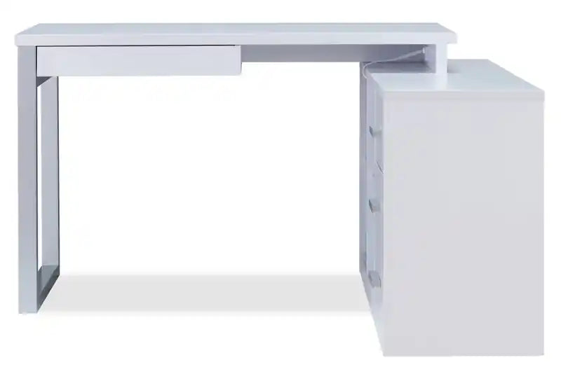 Bureau d'angle réversible 55" avec 4 tiroirs et compartiments de rangement