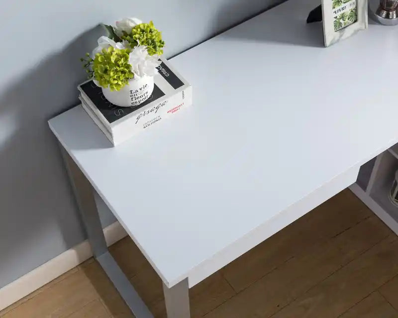 Bureau d'angle réversible 55" avec 4 tiroirs et compartiments de rangement