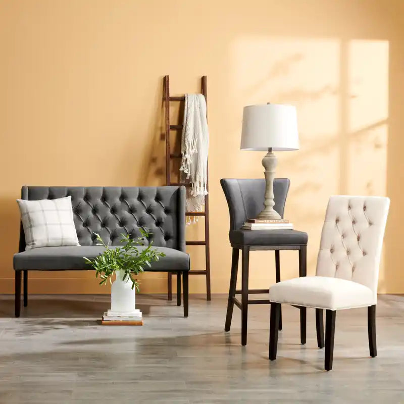 Tabouret de comptoir en cuir végétalien, 26 po (66 cm) de hauteur