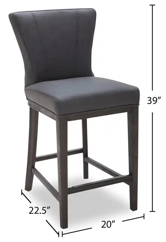 Tabouret de comptoir en cuir végétalien, 26 po (66 cm) de hauteur