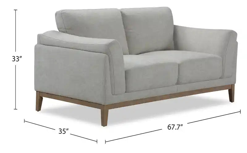 Causeuse en tissu de 67,7 po avec base et pieds en bois d'hévéa