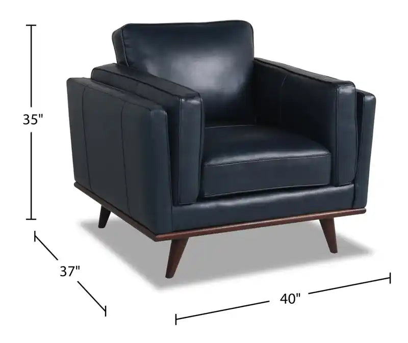 Chaise en cuir véritable avec coussin d'assise amovible et base en bois - brun caramel