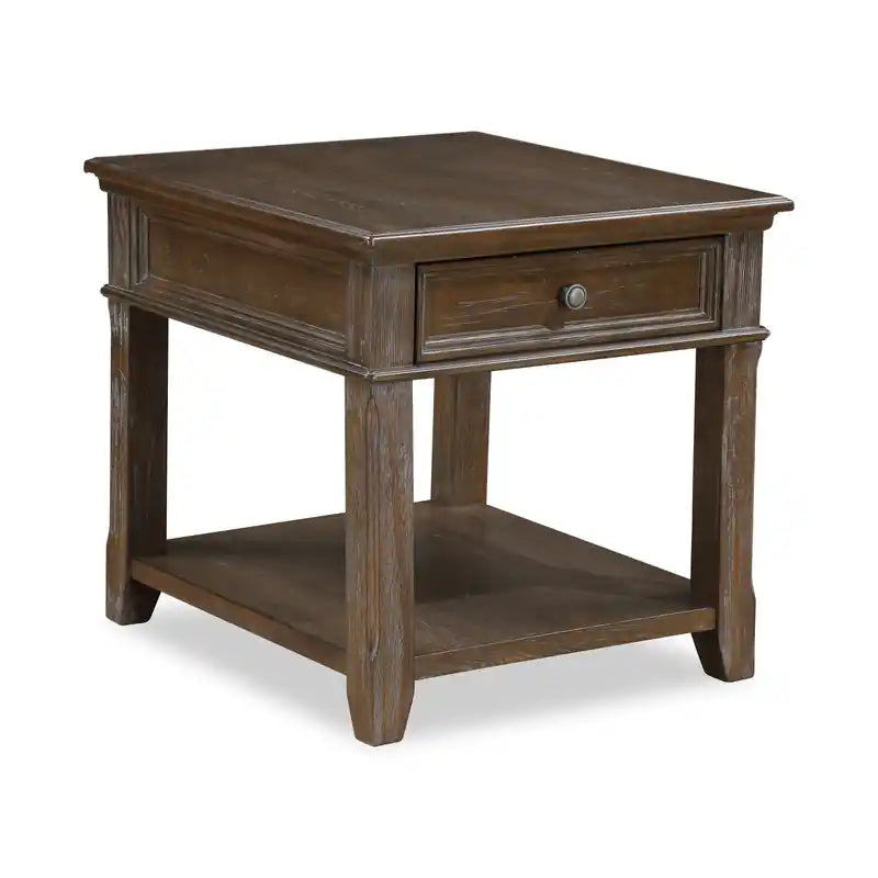 Weston 24 Traditional End Table with Storage and USB Port - Brown Elm