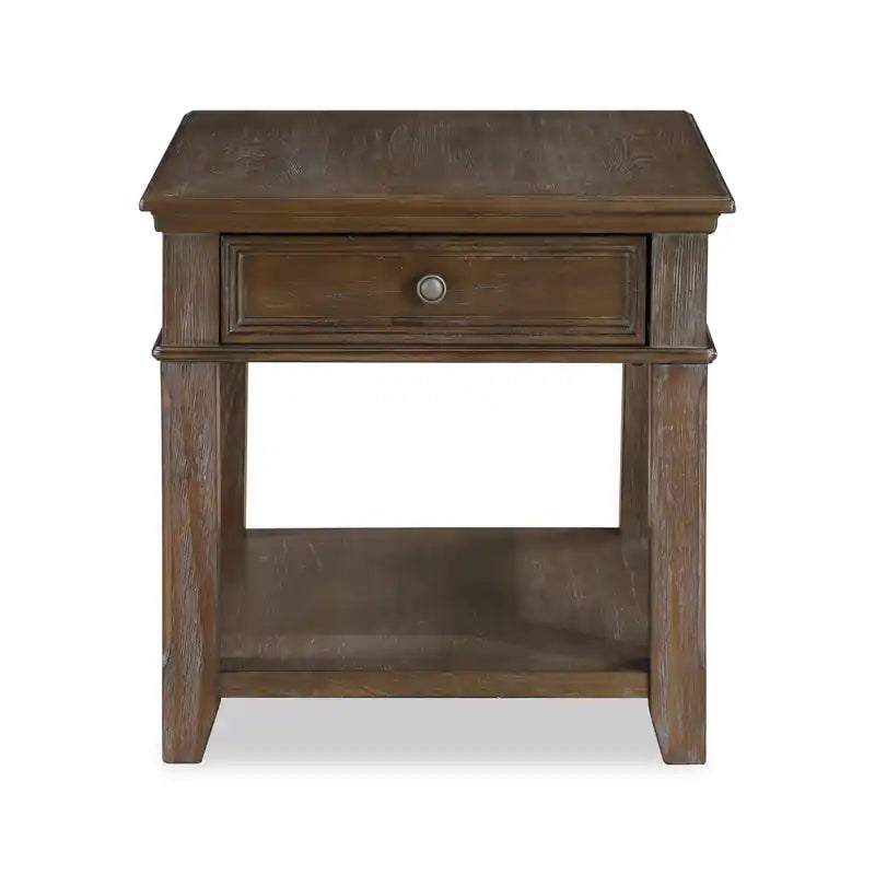 Table de bout traditionnelle 24 po avec rangement et port USB - Orme brun