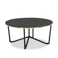 Xander 36 Modern Round Glass Top Coffee Table - Black and Gold with Metal Legs